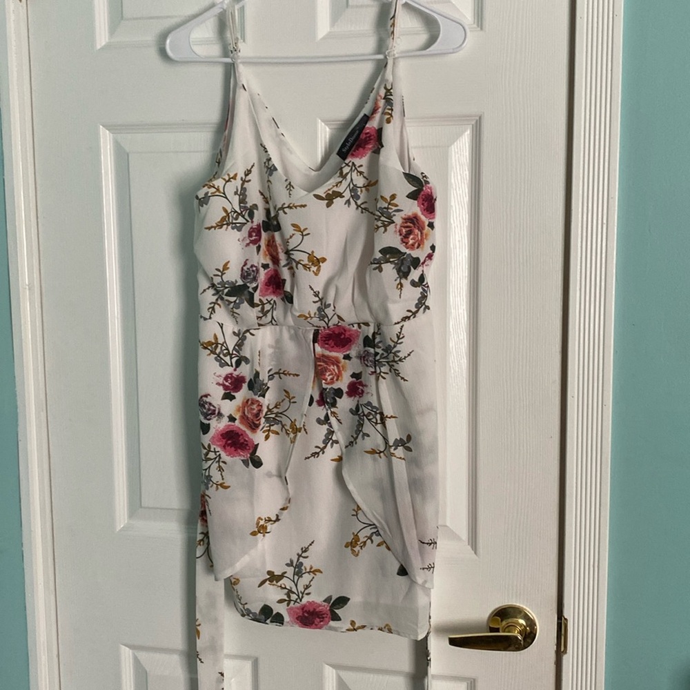 A little above the knee, floral casual dress